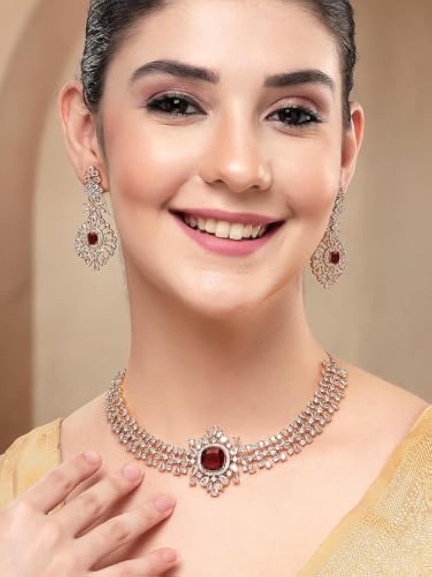 Women's Gold-Plated American Diamond Necklace Set
