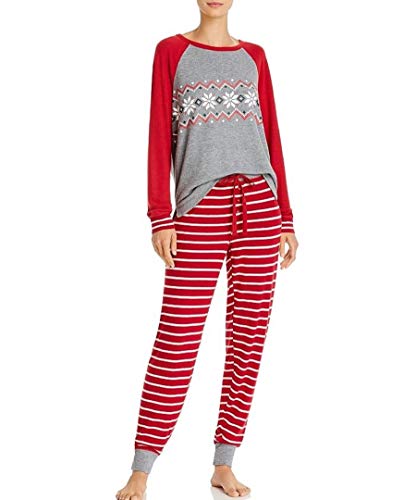 PJ Salvage Holiday Trim Top Pants Pajama Set (Large) Red