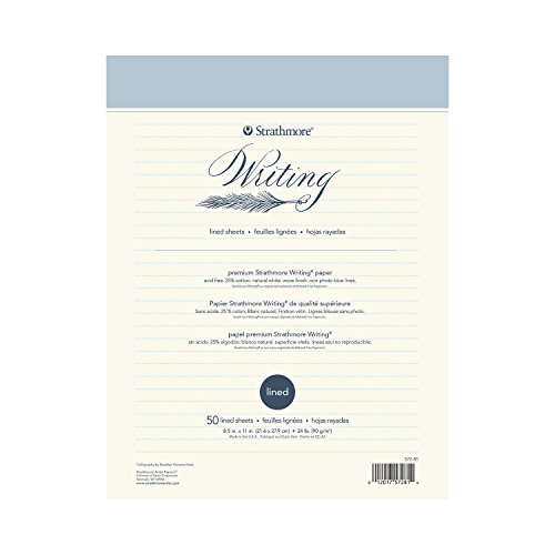 Strathmore 500 Series Lined Writing Paper Pad, 8.5x11 inches, 50 Pages (24lb/90g) - Professional Artist Paper