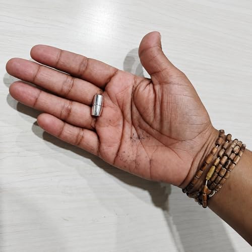Image of Beadsnfashion 10 Pcs Oval Magnetic Leather Cord Connectors Clasp 16x8mm, 4.75mm Hole Silver Finish | Premium Magnetic Clasp for Jewellery Making, Bracelets & Necklaces | Essential Jewelry Findings for DIY Crafting