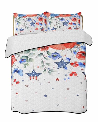 Debedcor 4th of July Quilt Set with Pillow Covers 68