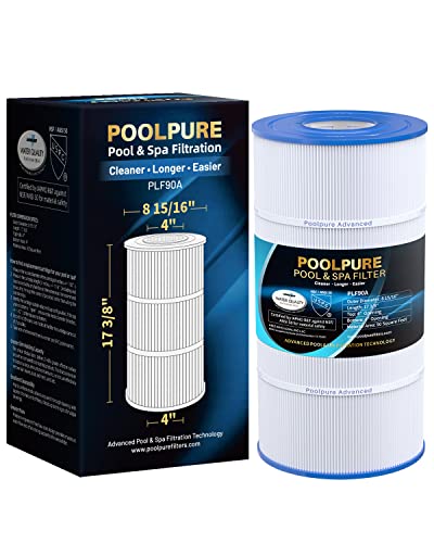 POOLPURE PLF90A Pool Filter Replaces Hayward C900 CX900RE Pleatco PA90 Ultral-B6 Unicel C-8409 Filbur FC-1292 Sta-Rite PXC95 90 sq.ft L x OD: 17 3/8 x 8 15/16 (1 Pack)