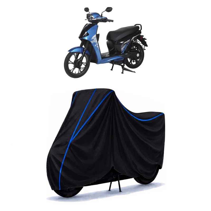 Image of Scooty Cover Water Resistant for RUV 350 EX | Universal Scooter & Bike Cover | Heavy Duty UV Dust, Rain & Scratch Protection | Elastic Fit All Weather Indoor Outdoor | Black with Blue Piping