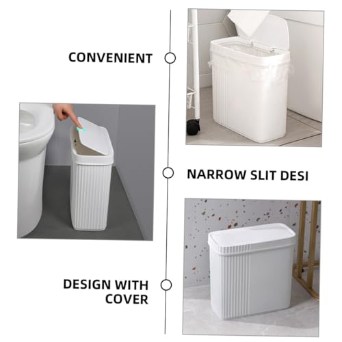 Caneca de basura rectangular blanca de 10L Healifty miniatura 3