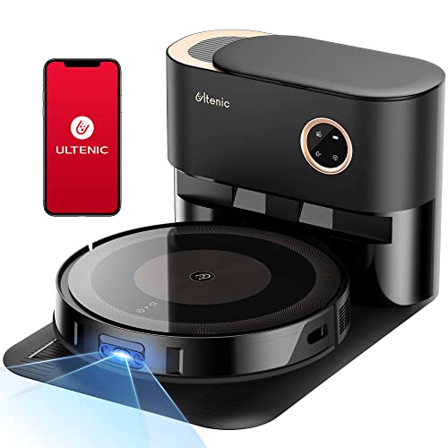 Ultenic TS1 Saugroboter mit Absaugstation, DualSpinPower Wischen 3000PA Starke Saugleistung Staubsauger Roboter, Innovative lasergestützte Navigation Roboter Staubsauger, APP, Sprach, Fernbedienung