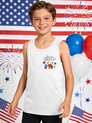 Image of Ithalt Girls 4th of July Tank Top for Kids Boys USA Patriotic Shirt American Flag Tshirt Red White and Blue Sleeveless