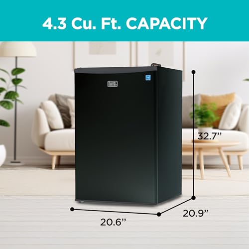 Image of BLACK+DECKER 4.3 Cu. Ft. Compact Refrigerator, ENERGY STAR Certified Small Refrigerator, Single Door Mini Fridge with Chiller Compartment, Personal Fridge for Home or Dorm Room, BCRK43B, Black