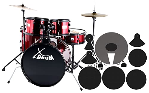 XDrum Rookie 22 » Fusion Batterie Ruby Red plus Set de Sourdines - Les Beatles, Paul McCartney, John Lennon, RIngo Starr, George Harrison XDrum Rookie 22'' Fusion Batterie Ruby Red plus Set de Sourdines
