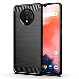 COPHONE® Coque Compatible OnePlus 7T Coque Fibre de Carbone Noir antidérapente. Housse Souple Haute Protection, Anti Choc.