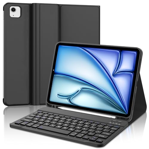 [2026年昇級版] iPad Air 11インチ (M3 M2) / iPad Air5 / Air4 / iPad Pro 11 (第4/3/2/1世代) キーボード ケース 兼用 マグネット脱着式 Bluetooth キーボード付き ペン収納 アップルペンシル充電対応 スタンド機能 衝撃吸収 薄型 軽量 日本語説明書付き (ブラック)