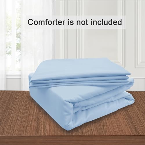 Image of Mejoroom Light Blue Duvet Cover Queen Size - Queen Duvet Cover Set - Soft and Breathable Comforter Cover with Zipper Closure, 3Pieces, 1 Duvet Cover (90x90) and 2 Pillow Cases(20x26)