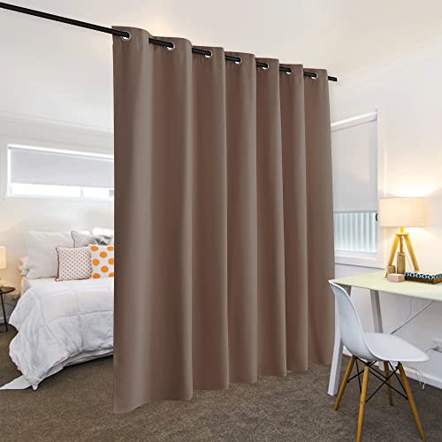 Image of RYB HOME Extra Wide Curtains for Divider Room Separation Soundproof Temporary Door Curtains for Bedroom Closet Office Home Theatre Garage Living Room Drop Cloth, W 120 x L 84 inches, Cappuccino