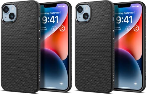 Image of Spigen Liquid Air Designed for iPhone 14 Case (2022) [Military-Grade Protection] - Matte Black (Pack of 2)