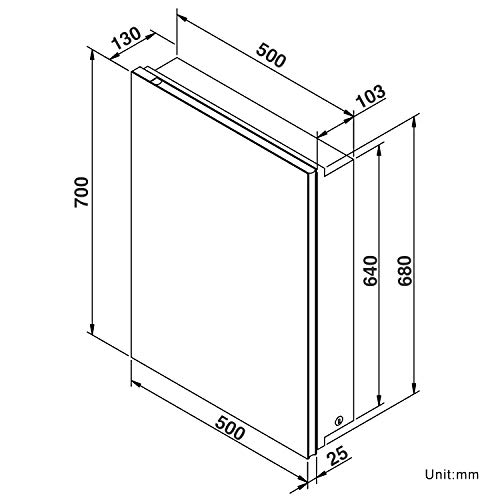 ELEGANT Illuminated Bathroom Mirror Cabinet with Lights and Shaver Socket Wall Mounted LED Bathroom Mirror with Shelf 500mm