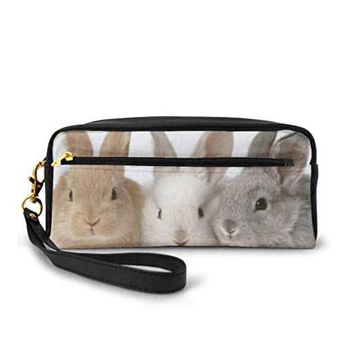 ペンケース うさぎ 動物柄 (6) 筆箱 PUレザー ペンポーチ 化粧ポーチ 文房具 大容量 かわいい 多機能ポーチ 収納ケース 小物入れ 軽量 旅行 出張 中学生 高校生 プレゼント