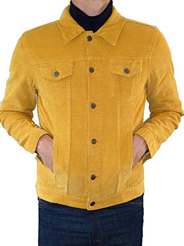 Fuzzdandy Veste courte en velours côtelé jaune moutarde Mod Indie cordon en denim 60's 70's Hippie - Jaune - X-Large Cover