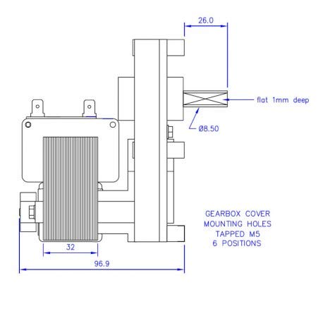 Drehzahlgetriebemotor: 3 U/min, Wellendurchmesser: 8,5 mm. für Pelletöfen und Kamine: CLAM, ECOTECK, MORETTI DESIGN, RAVELLI