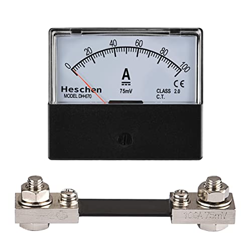 Heschen Medidor de corriente montado en panel rectángulo probador DH-670 DC 0-100A 75mV clase 2.0 con derivación