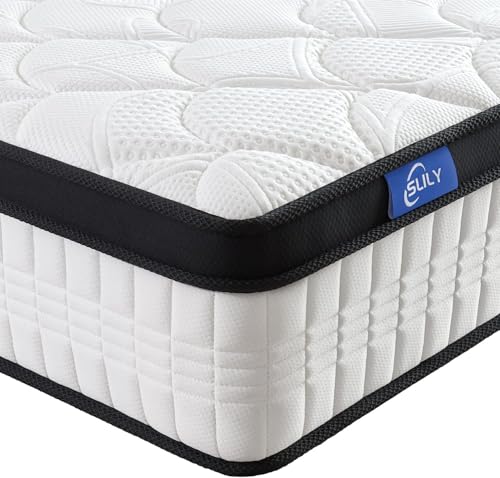 slily Matelas 160 x 200, Épaisseur 26cm Matelas avec Ressorts Ensachés en Mousse à Mémoire de Forme Haute Densité, H4 Dureté Moyenne, Respirantt Soutien...