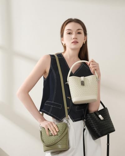 Top layer woven bucket women's bag women's hand-to-hand crossbody bag commuter shoulder bag2