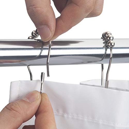 Amazer Shower Curtain Rings, Set Of 12, Rust-Resistant Metal Shower Hooks Ring Shower Rings For Curtain Rolling Shower Curtain Hooks For Bathroom Shower Rod Shower Curtain Hangers - Nickel #TOP3