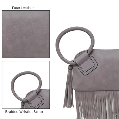 Image of NGIL Faux Leather Mini Wristlet Purse | Women's Handbag, Fashion Wristlet Wallet, Compact Everyday Purse with Fringe Tassel