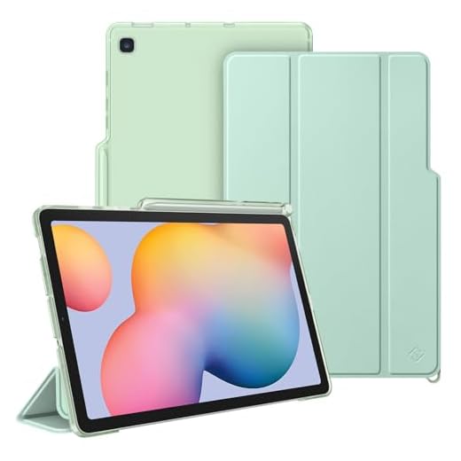 Fintie Capa SlimShell para Samsung Galaxy Tab S6 Lite 10,4 polegadas 2024/2022/2020 com suporte para caneta S, capa traseira translúcida fosca e suporte leve, despertar/hibernar automaticamente, verde