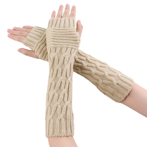 Lcaiualu Winter Women Arm Warmers Long Fingerless Gloves Knit Sleeves