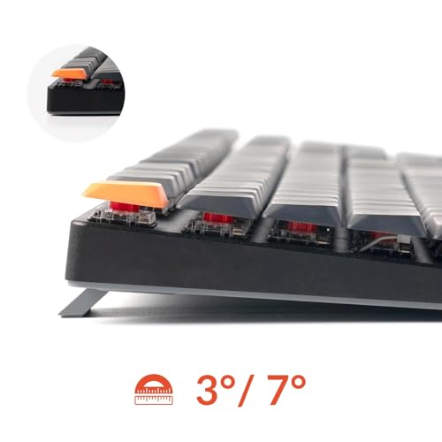 Keychron K5 QMK Ultra-Slim Full Size Layout Wireless Mechanical Gaming Keyboard, 104 Keys with Red Switch, White LED Backlight Rechargeable Wired Bluetooth Keyboard for Mac/Windows, Version 2