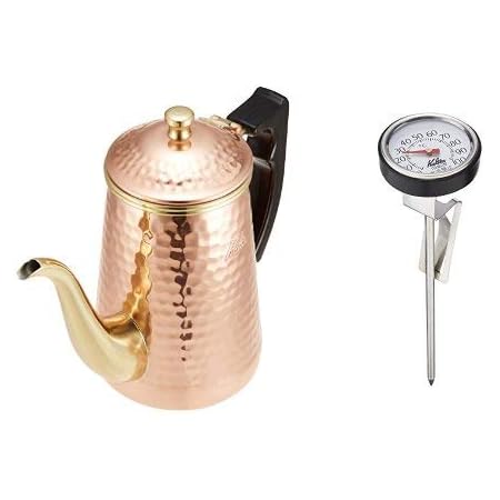 Amazon セット買い カリタ コーヒーポット 銅ポット0 7l蝶番付 温度計セット ドリップポット オンライン通販