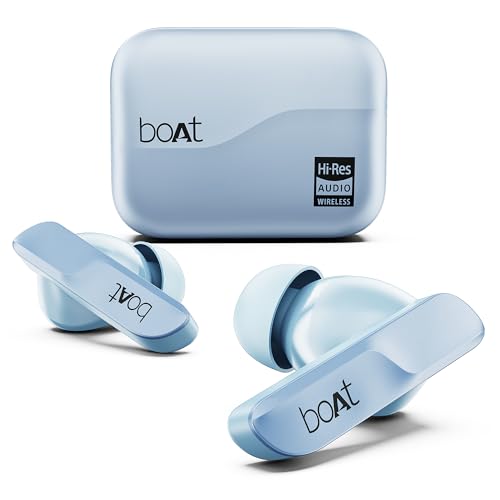 Image of Boat Airdopes 800 HiDef, Hi-Res Audio LDAC, 4Mic ENx, App Support, ASAP Charge, IPX5, Low Latency, Dual Pairing, BTv5.3, Bluetooth TWS in Ear Earbuds Wireless Earphones (Aazure Blue)