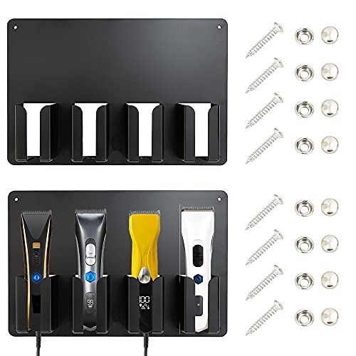 2Pcs Clipper Holders for Barbers, Barber Clipper Organizer, Hair Trimmer Storage Rack (Wall Mount)