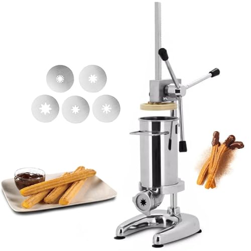 Máquina eléctrica para Hacer Churros, Fruta Latina, máquina para Donuts, Capacidad, máquina llenadora de Churrera de Acero Inoxidable con boquillas de 5 uds.,2l