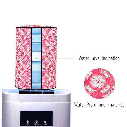 Image of Pack of 2 Pics. Polyvinyl Chloride Printed Waterproof and Oil-Proof Water Dispenser Bottle Cover, 20L, (Multicolour) (20 liter Water Bottel Cover) Combo Pack -Pack of 2 Pics- Pink Colour.