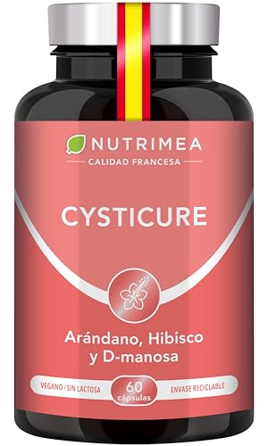 CYSTICURE - Arándano Rojo, Hibisco y D-Manosa - Molestias Urinarias y Protección de Flora Íntima - 60 Cápsulas Veganas - Natural, Sin OGM, Sin Lactosa y Sin Gluten - Nutrimea - Fabricado en Francia