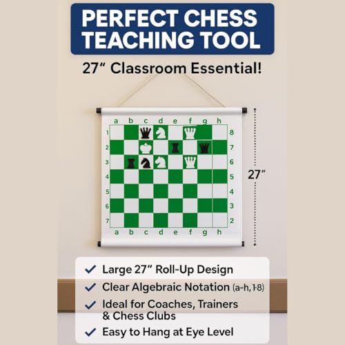 Tablero de ajedrez magnético enrollable de 27" con piezas miniatura 2