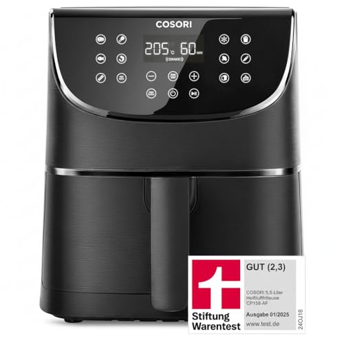 COSORI Heißluftfritteuse Airfryer, 11-in-1 Air Fryer XXL 5,5L, Friteuse Heissluftfritteuse mit Shake-Reminder, 100 Rezepte, 55 Prozent energiesparend, spülmaschinenfeste Körbe, 2-4 Personen