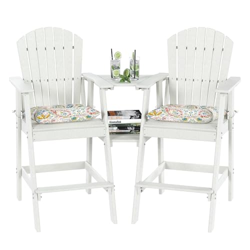 Sundale Outdoor Tall Adirondack Chairs Set of 2 with Table, Patio HDPE Bar