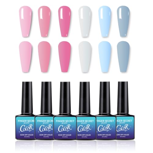 Gel Nail Polish Set, 6 Colors, Long Lasting, Quick Curing, Salon DIY Nail Polish Kit