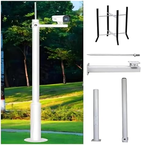 Extra Long Adjustable Security Camera Pole - Heavy-Duty Steel Outdoor Surveillance Stand, Weather-Resistant Design, Perfect for Home & Business Monitoring, Enhanced Security Solution
