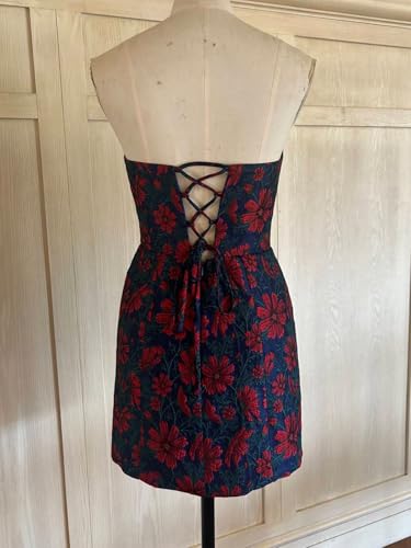 Homecoming Dresses 2025 Short Strapless Floral Satin Side Slit Bodycon Homecoming Dresses for Teens Juniors2