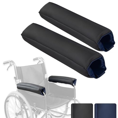 Vive Wheelchair Armrest Pads (2 Pieces) - Easy Clean Arm Covers for Desk Chair, Office - Non-Slip, Reversible Blue/Black Cushion for Rest - Comfortable & Protective Accessories (11")