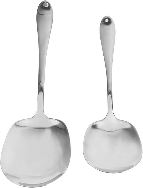 DOITOOL 2PCS Dinner Spoon Serving Spoon Solid Spoon Stainless Steel Cooking Spoon Serving Spoon Kitchen Spoon for Cooking Basting