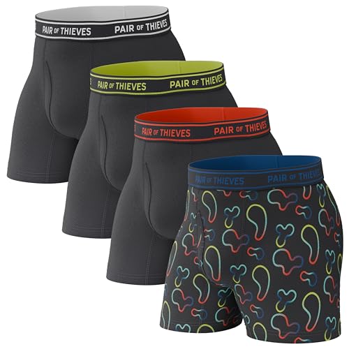 Pair of Thieves Men Every Day Kit Boxer Briefs | Underwear for Men | 4 Pack | Soft Tagless Cotton Spandex Blend | Moisture Wicking for the Gym Work and Daily Comfort | Everyday Boxer Briefs Black