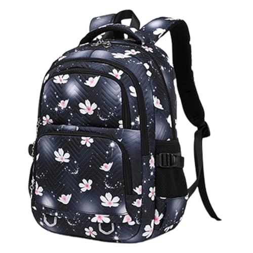 Mochila para laptop negra de gran capacidad y casual con organizador de bolsas para libros