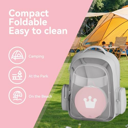 Portable Foldable Toddler Travel Potty - Medium Pink Potty Seat, Emergency Toilet for Car Camping Hiking, Lightweight Potty Chair for Indoor Outdoor Toddler Use — view 6