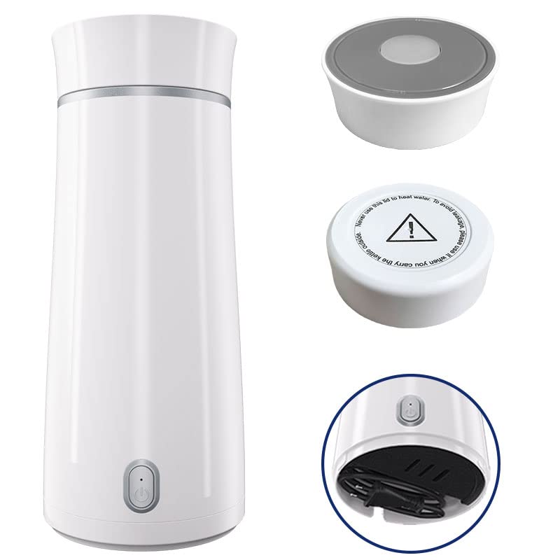 Portable Travel Electric Kettle,Aoway Portable Tea Kettle One Cup Hot Water Boiler Mini Kettle Automatic Shut Off,Portable Kettle for Travel and Coffee 380ml White