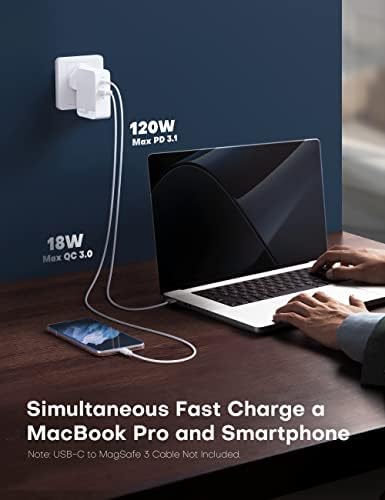 140W USB C Power Adapter for MacBook Pro 16" 2021 and All Series, KOVOL PD 3.1 2-Port GaN III USB C Fast Charger 25W PPS Super Fast Charging for Galaxy, MacBook Air, iPad Pro, and More