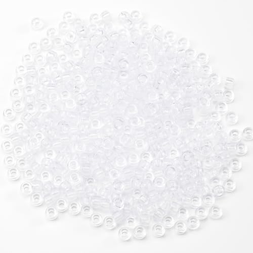 Image of Gxueshan 1000 Pcs Acrylic Translucent White Clear Pony Beads 6x9mm Bulk for DIY Friendship Bracelet Necklace Jewelry Making Earring Hair Braiding Braids Kandi Beads