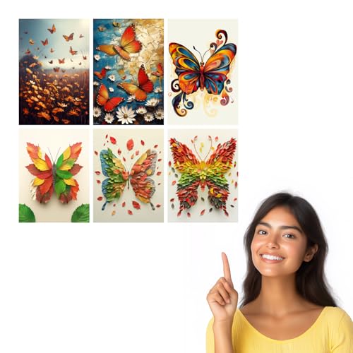 Image of SiddArtify Vibrant Butterfly Art Print Set - Nature's Beauty in Warm - Cool Tones - 300GSM Board - 8x12 Inch - Pack of 6 Wall Room Decoration art Poster Prints